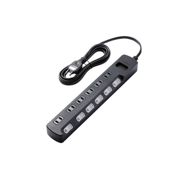 【商品名】 （まとめ）エレコム AV雷ガードタップ／個別スイッチ／ホコリシャッター付／6個口／2.5m／ブラック AVT-K6A-2625BK【×2セット】 【ジャンル・特徴】 テレビやパソコンなどの