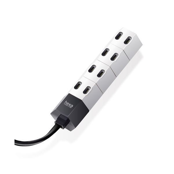 【商品名】 （まとめ）エレコム デザインタップ／hexa／回転／4個口／2.0m／ホワイト T-HX7-2420WH【×2セット】 【ジャンル・特徴】 差込口が個別に回転し、大きな充電器を差しても干渉
