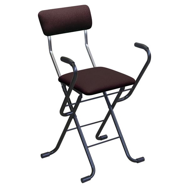 折りたたみ椅子 〔2脚セット ブラウン×ブラック〕 幅46cm 日本製 スチール〔代引不可〕