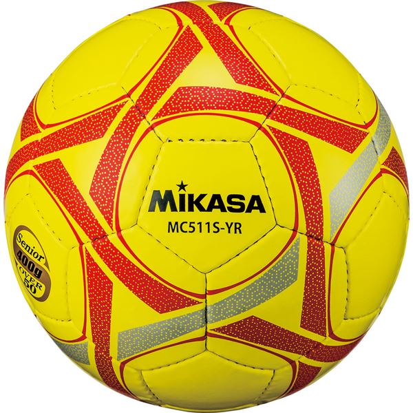 【商品名】 MIKASA（ミカサ）サッカーボール軽量5号球 シニア（50歳以上）用 イエローレッド【MC511SYR】