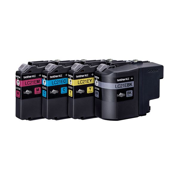【商品名】 (まとめ）ブラザー インクカートリッジ お徳用4色 大容量 LC21E-4PK 1箱(4個:各色1個)【×3セット】 【ジャンル・特徴】 メーカー純正インクジェットカートリッジ [ LC2
