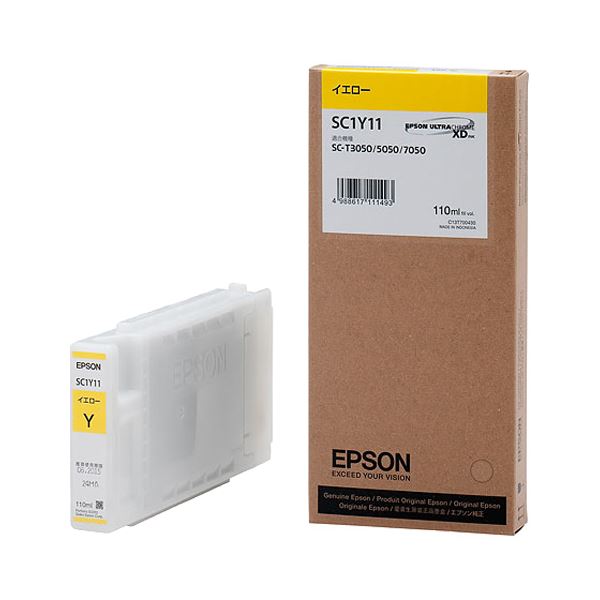 (まとめ）エプソン EPSON インクカートリッジ イエロー 110ml SC1Y11 1個〔×3セット〕〔代引不可〕