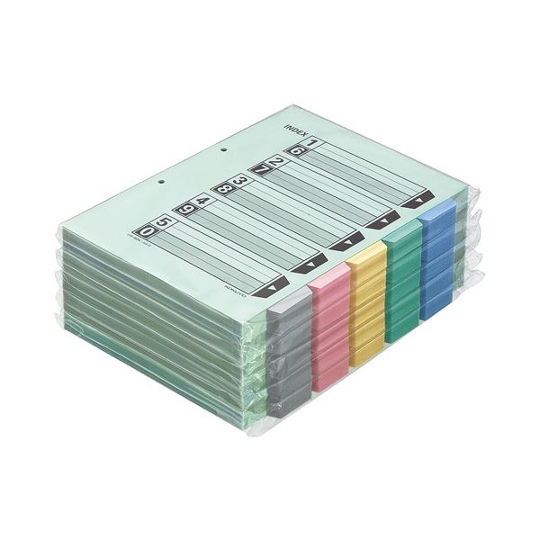 【商品名】 (まとめ）コクヨ カラー仕切カード(ファイル用・5山見出し) A4タテ 2穴 5色+扉紙 シキ-140 1パック(100組)【×3セット】 【ジャンル・特徴】 パイプ式ファイル パイプ式フ