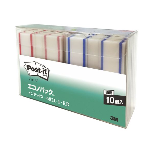 【商品名】 (まとめ) 3M ポストイット ジョーブ エコノパック インデックス（記入用） 44×23mm レッド・ブルー 6821-1-RB 1パック（20個：各色10個） 【×5セット】 【ジャン