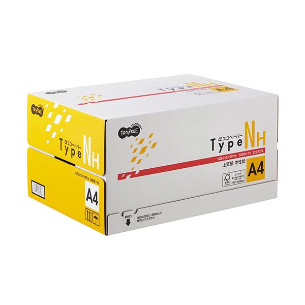【商品名】 (まとめ) TANOSEE αエコペーパータイプNH A4 1箱(5000枚:500枚×10冊) 【×5セット】 【ジャンル・特徴】 ナチュラル色タイプで目にやさしい自然な白さ、国産のPP