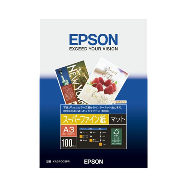 (まとめ) エプソン EPSON スーパーファイン紙 A3 KA3100SFR 1冊（100枚） 〔×5セット〕〔代引不可〕