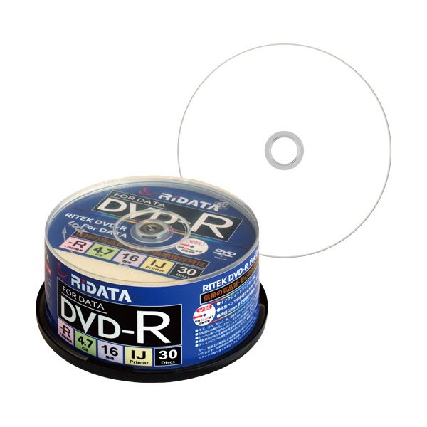 (まとめ) RiDATA データ用DVD-R4.7GB 1-16倍速 ホワイトワイドプリンタブル スピンドルケース D-R16X47G.PW30SP B1パック(30枚) 〔×10セ