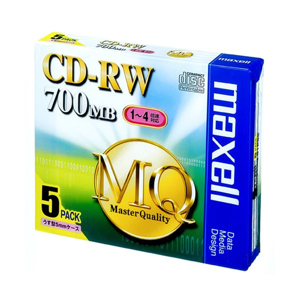 (まとめ) マクセル データ用CD-RW 700MB 4倍速 ブランドシルバー 5mmスリムケース CDRW80MQ.S1P5S 1パック(5枚) 〔×10セット〕〔代引不