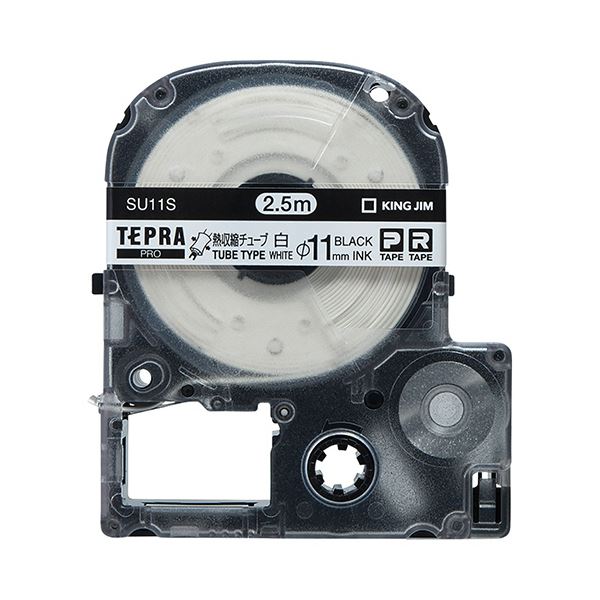 【商品名】 (まとめ) キングジム テプラ PRO テープカートリッジ 熱収縮チューブ 直径11mm 白／黒文字 SU11S 1個 【×10セット】 【ジャンル・特徴】 ラベルライター・カッティングマ