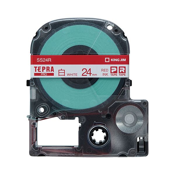 (まとめ) キングジム テプラ PRO テープカートリッジ 24mm 白／赤文字 SS24R 1個 〔×10セット〕〔代引不可〕