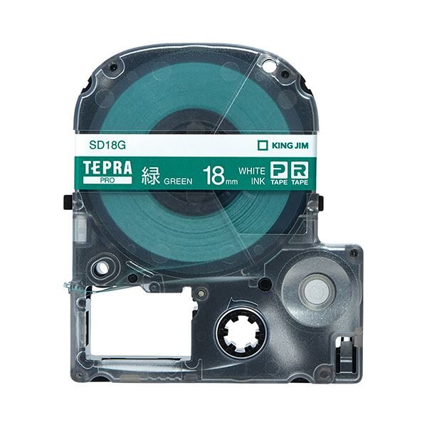(まとめ) キングジム テプラ PRO テープカートリッジ ビビッド 18mm 緑／白文字 SD18G 1個 〔×10セット〕〔代引不可〕