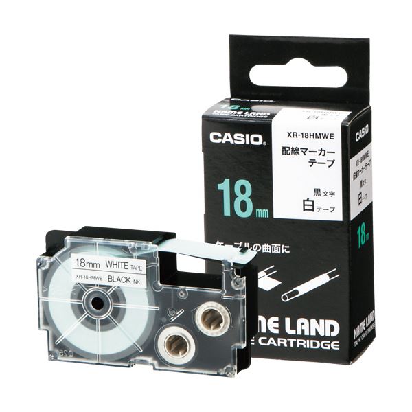 (まとめ) カシオ NAME LAND配線マーカーテープ 18mm×5.5m 白/黒文字 XR-18HMWE 1個 〔×10セット〕〔代引不可〕