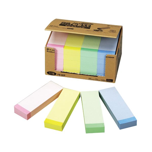 【商品名】 (まとめ) ニチバン ポイントメモ ビジネスパック 25×75mm パステルライン4色 FB-2KP 1パック(20冊) 【×10セット】 【ジャンル・特徴】 ノート・ふせん・紙製品 ふせ