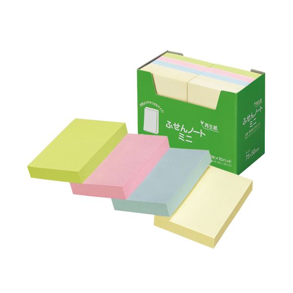 【商品名】 (まとめ) スガタ ふせん ノートミニ 75×50mm 4色 P7550 1パック(10冊) 【×10セット】 【ジャンル・特徴】 ノート・ふせん・紙製品 ふせん 普通粘着 [ P7550