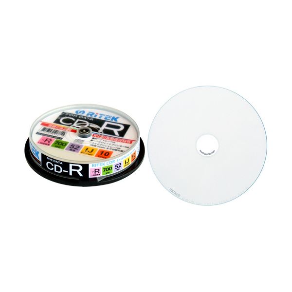 (まとめ) RITEK データ用CD-R 700MB1-52倍速 ホワイトワイドプリンタブル スピンドルケース CD-R700EXWP.10RT C1パック(10枚) 〔×30セッ