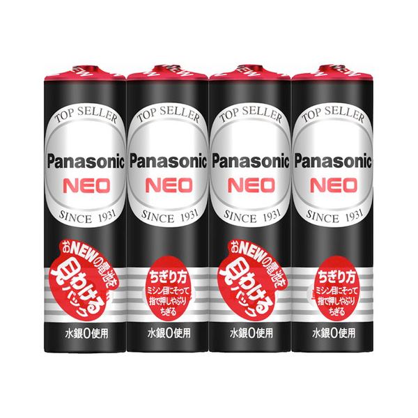 【商品名】 (まとめ) パナソニック マンガン乾電池 ネオ 黒単3形 R6PNB/4VSE 1パック(4本) 【×30セット】 【ジャンル・特徴】 リモコンや時計などの小さな電流で使う機器に。 [ R
