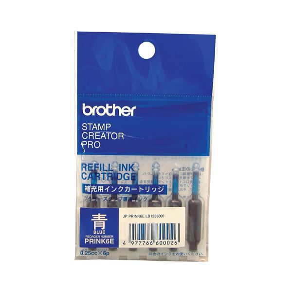 【商品名】 (まとめ) ブラザー BROTHER 使いきりタイプ補充インク 青 PRINK6E 1パック（6本） 【×30セット】 【ジャンル・特徴】 印章用品 補充液 [ PRINK6E ]