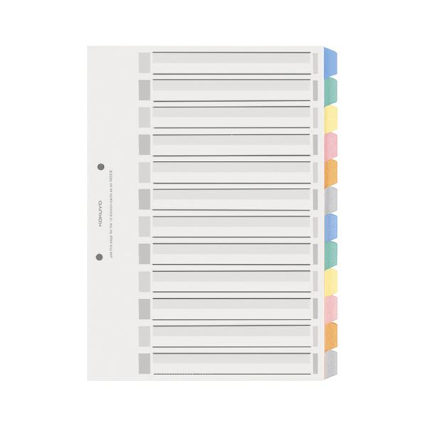 【商品名】 (まとめ) コクヨ カラー仕切カード（PP） ファイル用 A4タテ 2穴 6色 12山見出し+扉紙 シキ-P80 1組 【×30セット】 【ジャンル・特徴】 パイプ式ファイル パイプ式ファ