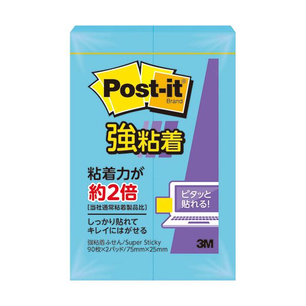 【商品名】 (まとめ) 3M ポストイット 強粘着ふせん 75×25mm エレクトリックブルー 500SS-B 1パック（2冊） 【×30セット】 【ジャンル・特徴】 ノート・ふせん・紙製品 ふせん 