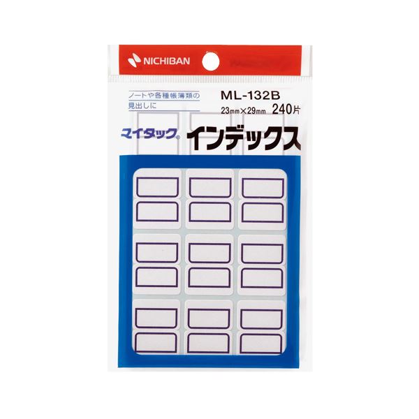 【商品名】 (まとめ) ニチバン マイタック インデックス 紙ラベル 中 23×29mm 青枠 ML-132B 1パック(240片：12片×20シート) 【×50セット】 【ジャンル・特徴】 事務用品