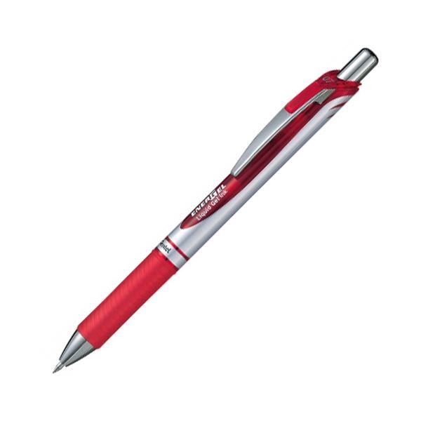 【商品名】 (まとめ) ぺんてる ゲルインクボールペンノック式エナージェル 0.7mm 赤 （軸色 シルバー） BL77-B 1本 【×50セット】 【ジャンル・特徴】 スピードを要する筆記場面で、よ