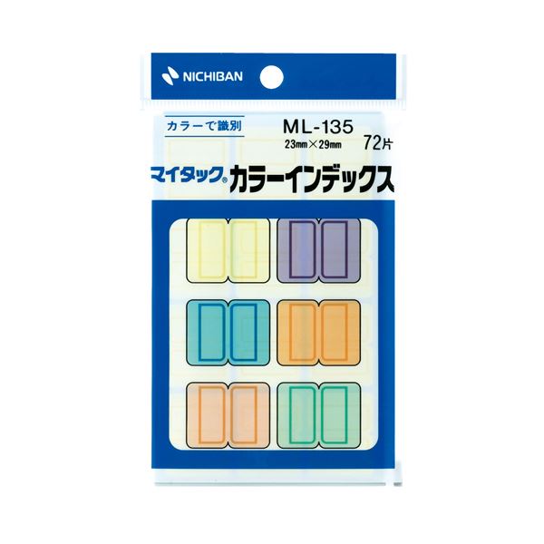 【商品名】 (まとめ) ニチバン マイタック カラーインデックス中 23×29mm 6色 ML-135 1パック（72片：各色12片） 【×100セット】 【ジャンル・特徴】 カラーインデックス6色混
