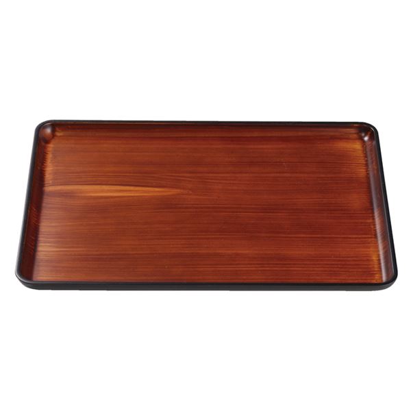 【商品名】 尺3 DX長手盆/トレー 【チーク木目普賢塗SL】 393mm×273mm×23mm 日本製 〔和食 レストラン 店舗 お店〕 【ジャンル・特徴】 DX長手盆 トレー おぼん 国産 日本産