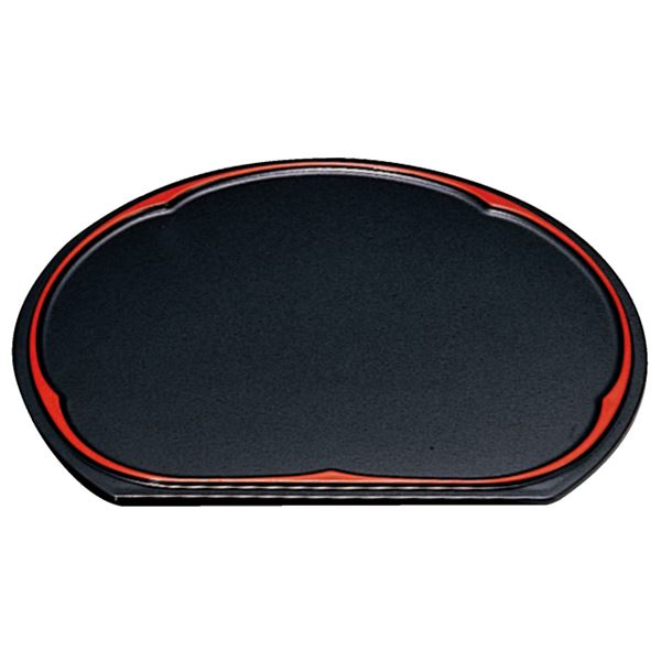 【商品名】 尺3 梅型半月両面盆/トレー 【黒タタキSL/朱天黒】 395×342×14mm 日本製 〔和食 レストラン 居酒屋 店舗 お店〕 【ジャンル・特徴】 梅型半月両面盆 トレー おぼん 国産