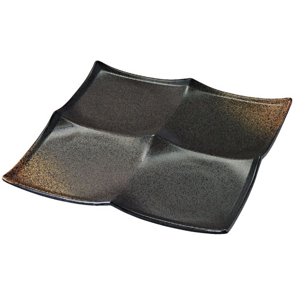 【商品名】 4連ABS 和食器/皿 【焼き締め裏黒 全面塗 A】 243×243×23mm 日本製 〔和食 レストラン 居酒屋 店舗 お店〕 【ジャンル・特徴】 ABS 和食器 皿 国産 日本産 食器