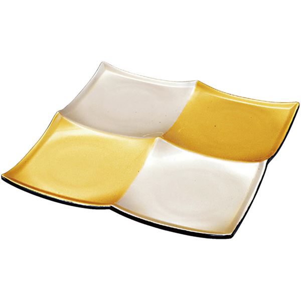 【商品名】 4連ABS 和食器/皿 【金銀粉蒔市松裏黒 全面塗 A】 243×243×23mm 日本製 〔和食 レストラン 居酒屋 店舗 お店〕 【ジャンル・特徴】 ABS 和食器 皿 国産 日本産 