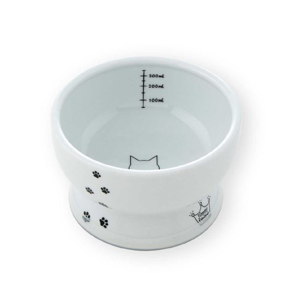 【商品名】 （まとめ）猫壱ハッピーダイニング 脚付ウォーターボウル 猫柄 シリコン付き（ペット用品）【×30セット】 【ジャンル・特徴】 高さがあるので、楽な姿勢で水が飲めます。