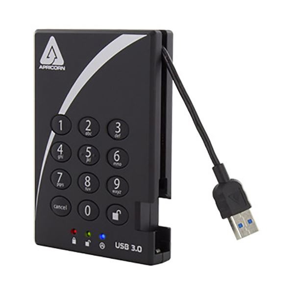 【商品名】 Apricorn Aegis Padlock 暗証番号対応ポータブルHDD 2TB A25-3PL256-2000（R2）1台 【ジャンル・特徴】 暗証番号によるデータ保護に対応。 [ A