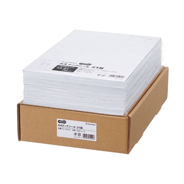 【商品名】 TANOSEE A4タックシール業務用パック 21面 42.4×70mm 1箱（500シート：100シート×5冊） 【ジャンル・特徴】 レイアウトソフト対応! [ ELT011Z ]