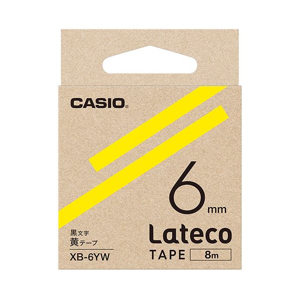 【商品名】 カシオ ラテコ 詰替用テープ6mm×8m 黄/黒文字 XB-6YW 1セット（5個） 【ジャンル・特徴】 テープ交換も簡単。 [ XB-6YW ]