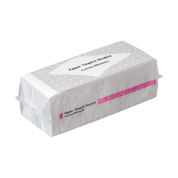 TANOSEE ペーパータオル 抗菌・ダブル（エコノミー）200組/パック 1セット（200パック：40パック×5ケース）〔代引不可〕