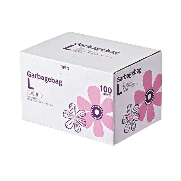 【商品名】 （まとめ）TANOSEE 丸底耳付ゴミ袋乳白半透明 L BOXタイプ 1箱（100枚）【×2セット】 【ジャンル・特徴】 中身の見えにくい乳白半透明。 [ TSB90B ]