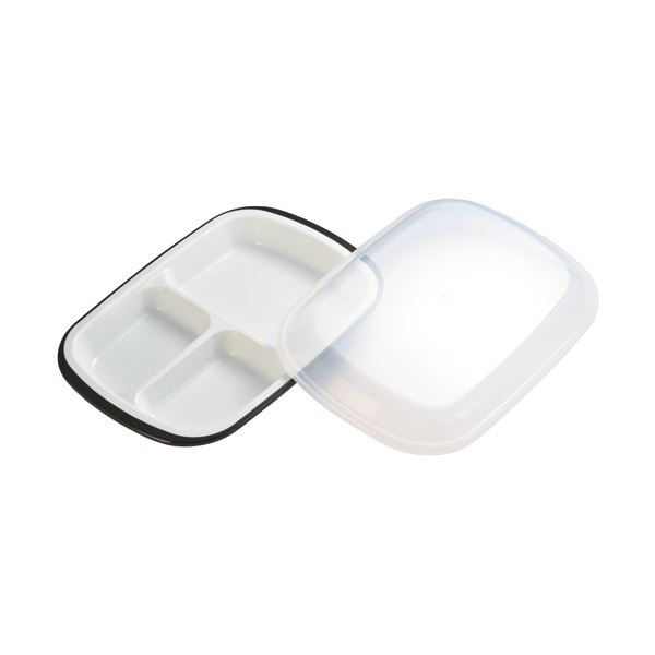 【商品名】 （まとめ）小森樹脂 フタ付ランチプレート「楽弁」角型 濃茶 1個【×5セット】 【ジャンル・特徴】 仕切り付で盛りつけ簡単、フタがあるのでラップも必要なし! [ 348874 ]
