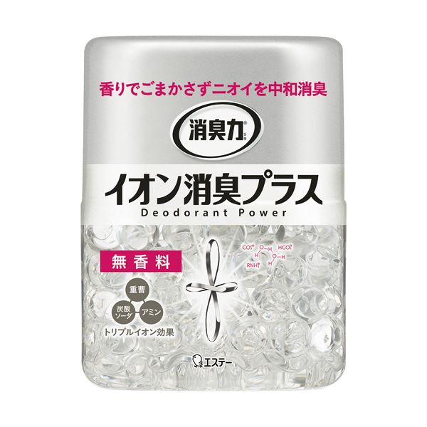 【商品名】 （まとめ）エステー 消臭力 クリアビーズイオン消臭プラス 無香料 本体 320g 1個【×10セット】 【ジャンル・特徴】 トリプルイオン効果で化学的に消臭! [ 126682 ]