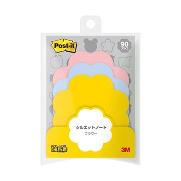 【商品名】 （まとめ）3M ポスト・イット シルエットノート強粘着タイプ フラワー 3色 SSS-FLR 1パック（3冊）【×50セット】 【ジャンル・特徴】 しっかり貼れる強粘着タイプで伝えたい人に