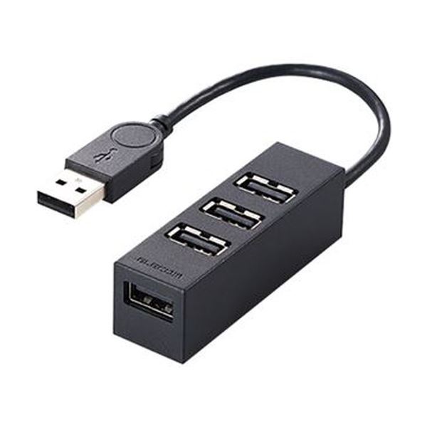 （まとめ）エレコム 機能主義USBハブ 4ポートケーブル長10cm ブラック U2H-TZ426BBK 1個〔×10セット〕〔代引不可〕