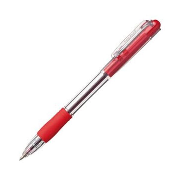 【商品名】 （まとめ）TANOSEE ノック式油性ボールペングリップ付 0.7mm 赤（軸色：クリア）1セット（100本：10本×10パック）【×5セット】 【ジャンル・特徴】 スタンダードタイプの油