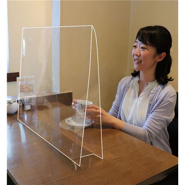 【商品名】 (まとめ) 飛沫防止 パーテーション/衝立 【小 1.0mm厚】 透明 軽量 H500×W350×D100mm 〔接客 打ち合わせ 会議〕 【×5セット】 【ジャンル・特徴】 飛沫ケア ひ