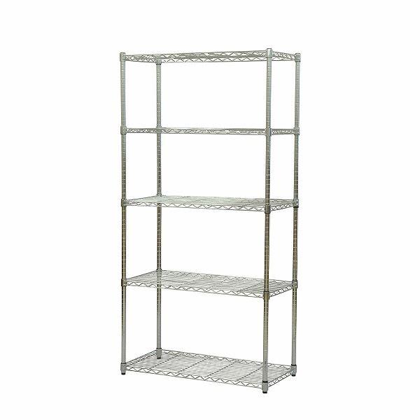 【商品名】 スチールラック 約幅90cm 5段セット 支柱径25mmメッキ アジャスター付き 組立品 リビング ダイニング キッチン 子供部屋 【ジャンル・特徴】 スチールラック オープンラック オー