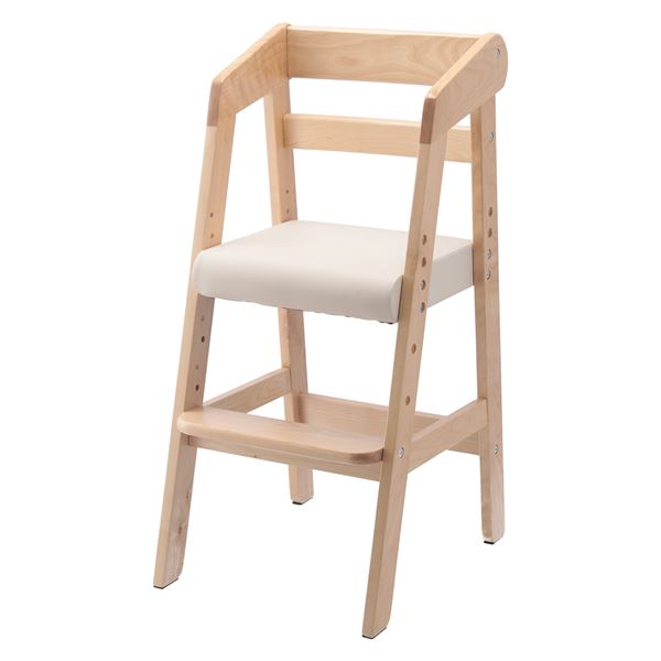 ベビーチェア 子供椅子 幅35×奥行41×高さ74.5cm ナチュラル 木製 合皮 高さ調整可 プレゼント ギフト 贈り物〔代引不可〕