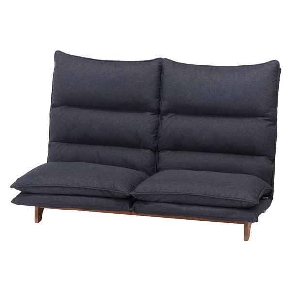 【商品名】 ダブルクッション 座椅子 フロアチェア 2P ダークグレー 幅140×奥行80〜120×高さ94cm リクライニング 脚付き 組立品 リビング 【ジャンル・特徴】 ダブルクッション 座椅子
