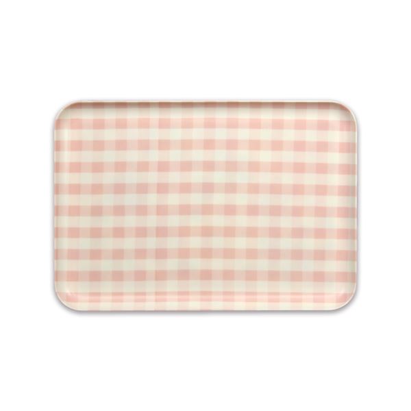 【商品名】 お盆/トレー 【チェック柄 M ピンク 3個セット】 約幅330mm 食洗機対応 ウレタン樹脂塗装 STミルキートレー 〔お家 カフェ 店舗〕 【ジャンル・特徴】 STミルキートレー 食洗