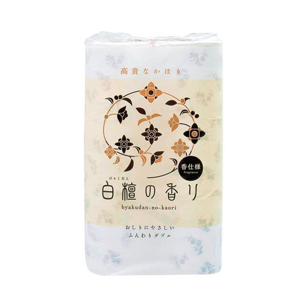 【商品名】 四国特紙 トイレットペーパー 白檀の香り ダブル 芯あり 30m 1セット（96ロール：12ロール×8パック） 【ジャンル・特徴】 高貴な香りでトイレを癒し空間に。 [ ビヤクダン30M1