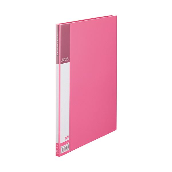 【商品名】 TANOSEE 書類が入れやすいクリヤーファイル「ヨコカラ」 A4タテ 40ポケット 背幅11mm ピンク 1セット（10冊） 【ジャンル・特徴】 【固定式】書類が入れやすい「ヨコ入れ」タ