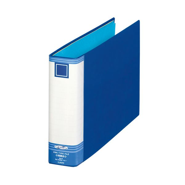 【商品名】 （まとめ）ライオン事務器 パイプ式ファイル（リユースタイプ） B4ヨコ 500枚収容 50mmとじ 背幅71mm ブルー No.750RU 1冊 【×5セット】 【ジャンル・特徴】 金具を