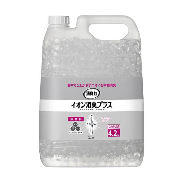 【商品名】 （まとめ）エステー 消臭力 クリアビーズイオン消臭プラス 無香料 業務用つめかえ 4.2kg 1個 【×3セット】 【ジャンル・特徴】 トリプルイオン効果で化学的に消臭するビーズタイプ！ 